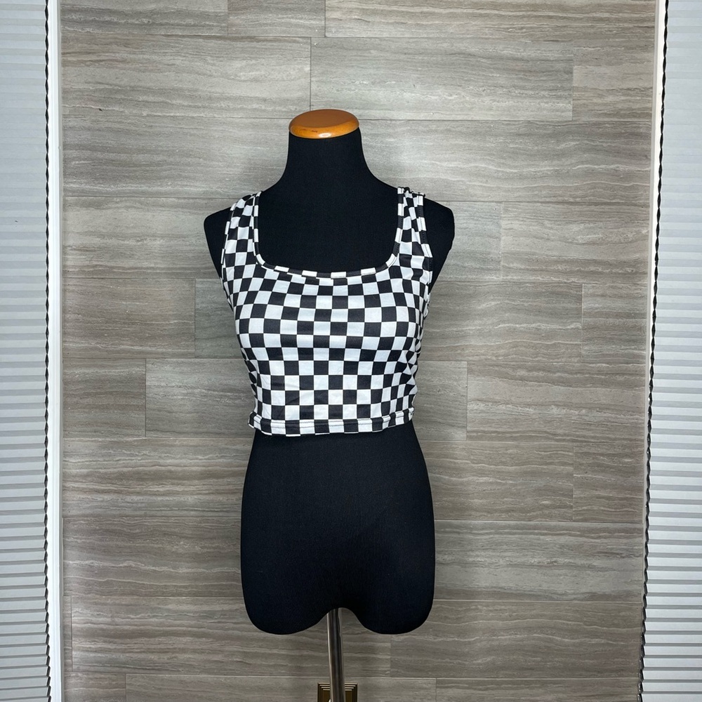 Checkered Black and White Women's Top